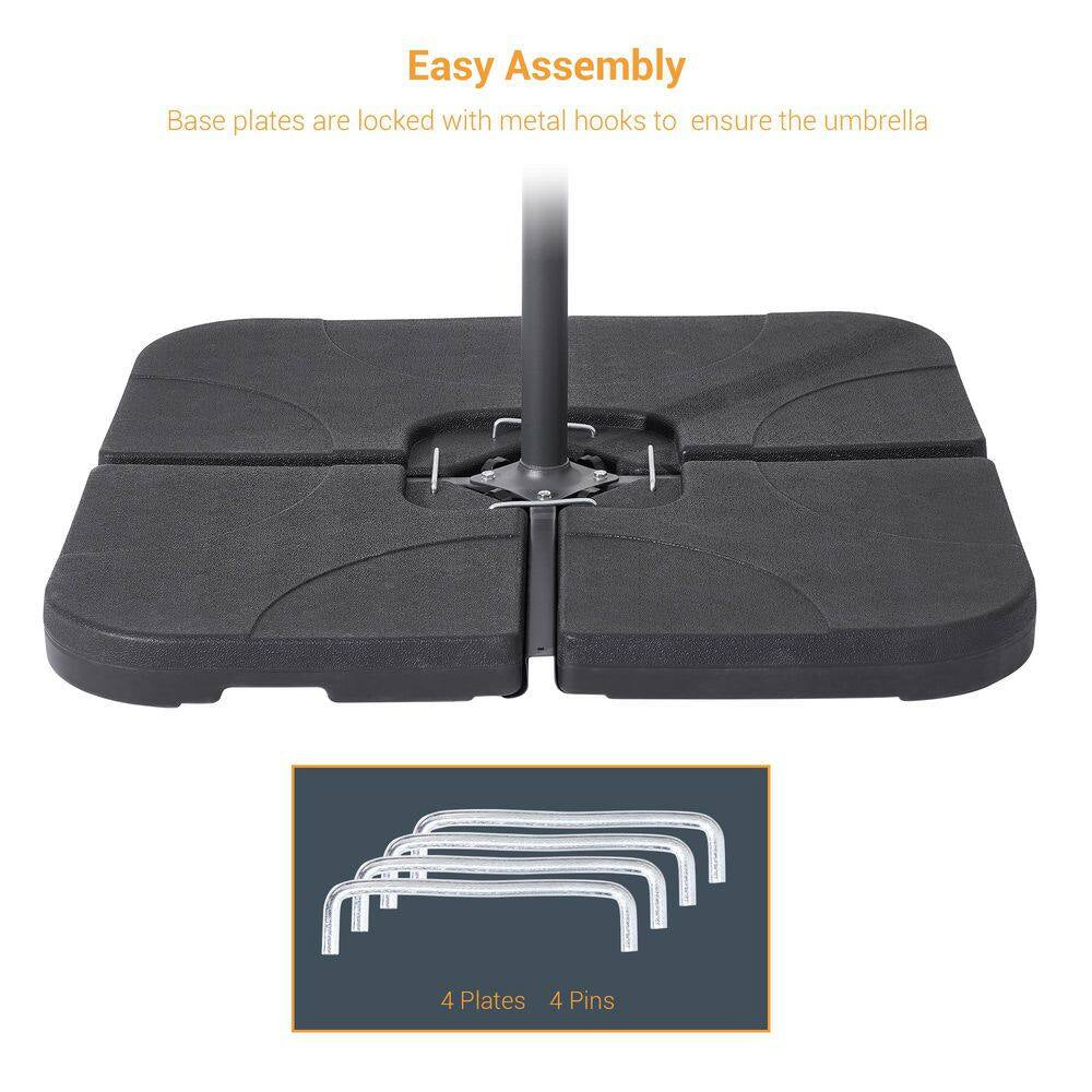 180 Lbs Patio Umbrella Base in Black, Water/Sand Filled Weighted Hanging Cantilever Umbrella Base