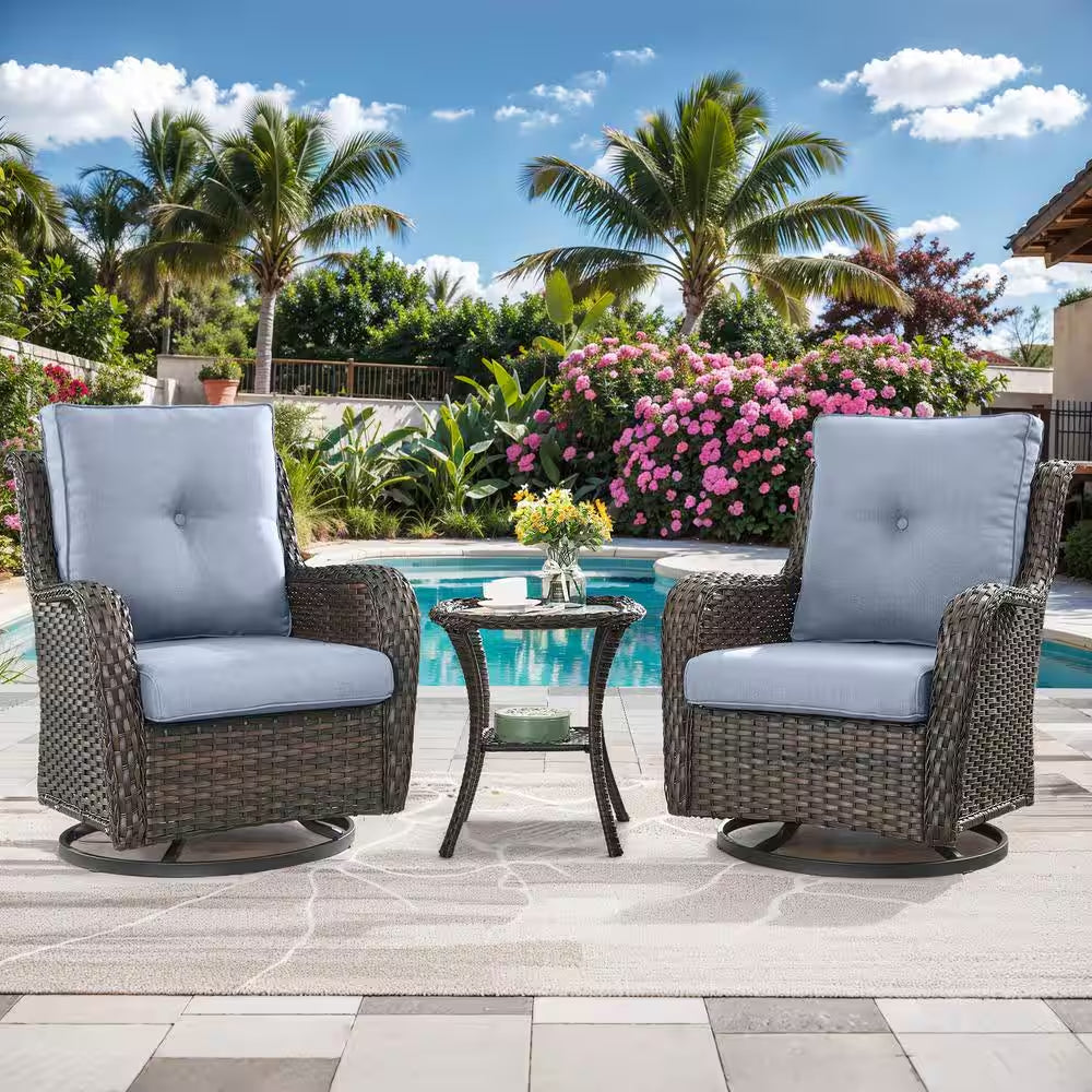 22 In. X 25 In. 8-Piece Deep Seating Outdoor Lounge Chair Replacement Cushion and Back Pillow in Baby Blue
