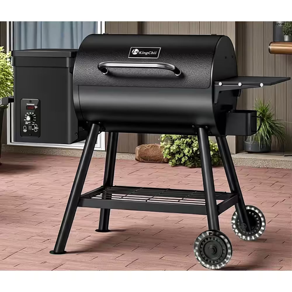 456 Sq. In. Wood Pellet Grill and Smoker BBQ with PID Auto Temperature Control in Black
