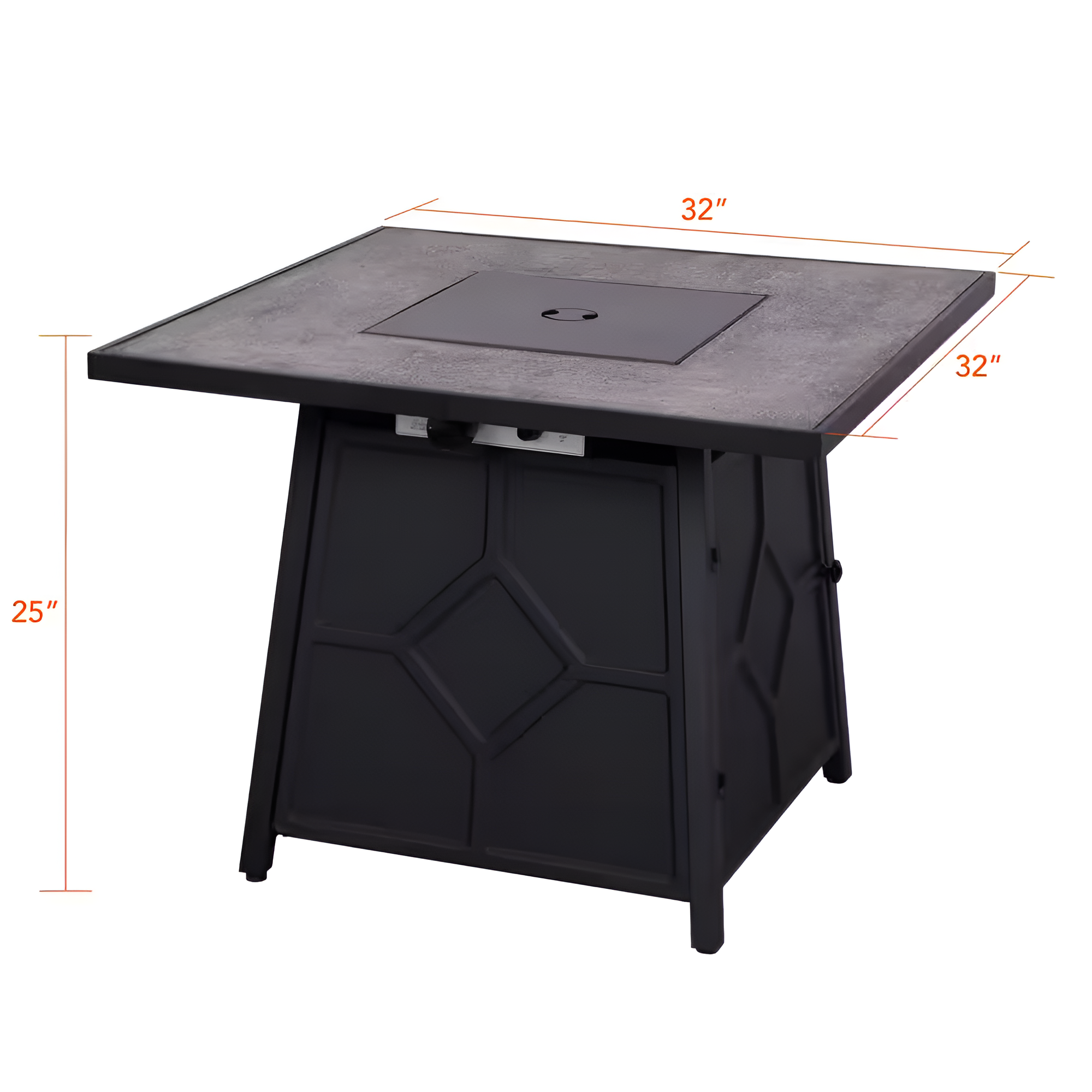 32 In. 40,000BTU Fire Pit Propane Gas Fire Pit Table Square Tabletop