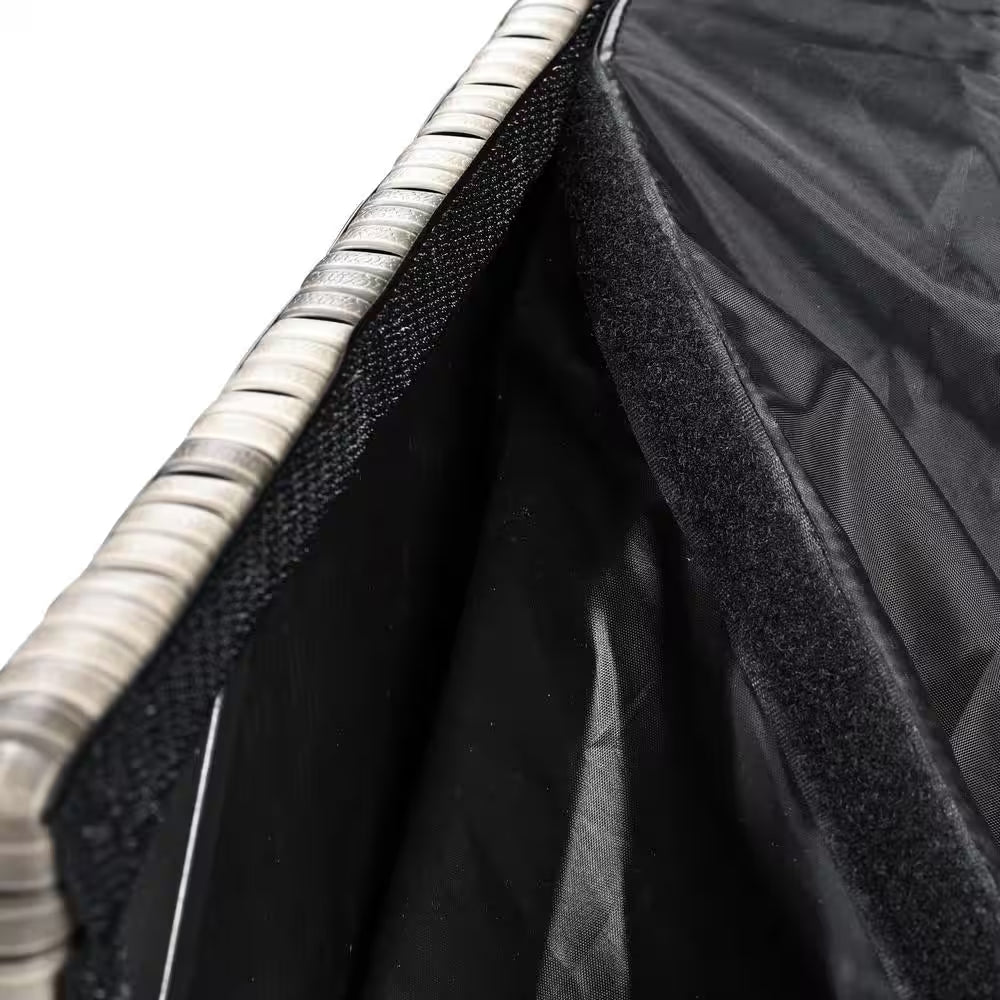 200 Gal. Gray Rattan Deck Box with Wheels All-Weather Outdoor Storage Box Wicker Storage Bin and Galvanized Steel Frame