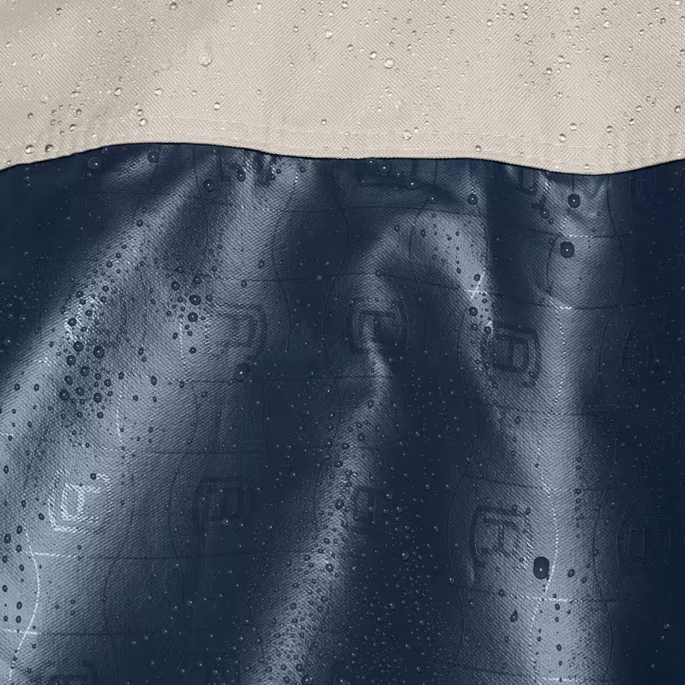 Mainland 94 In. L X 94 In. W X 23 In. H Fog/Navy round Patio Table and Chair Set Cover