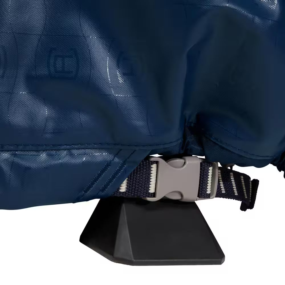 Mainland 94 In. L X 94 In. W X 23 In. H Fog/Navy round Patio Table and Chair Set Cover