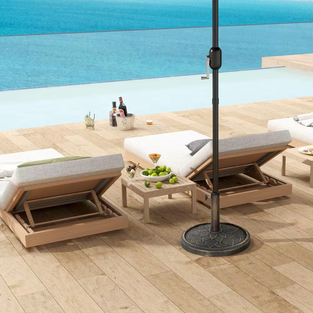 26 Lb. Resin round Patio Umbrella Base, Umbrella Holder for 1.3 In./1.5 In./ 1.9 In. Umbrella Poles in Bronze