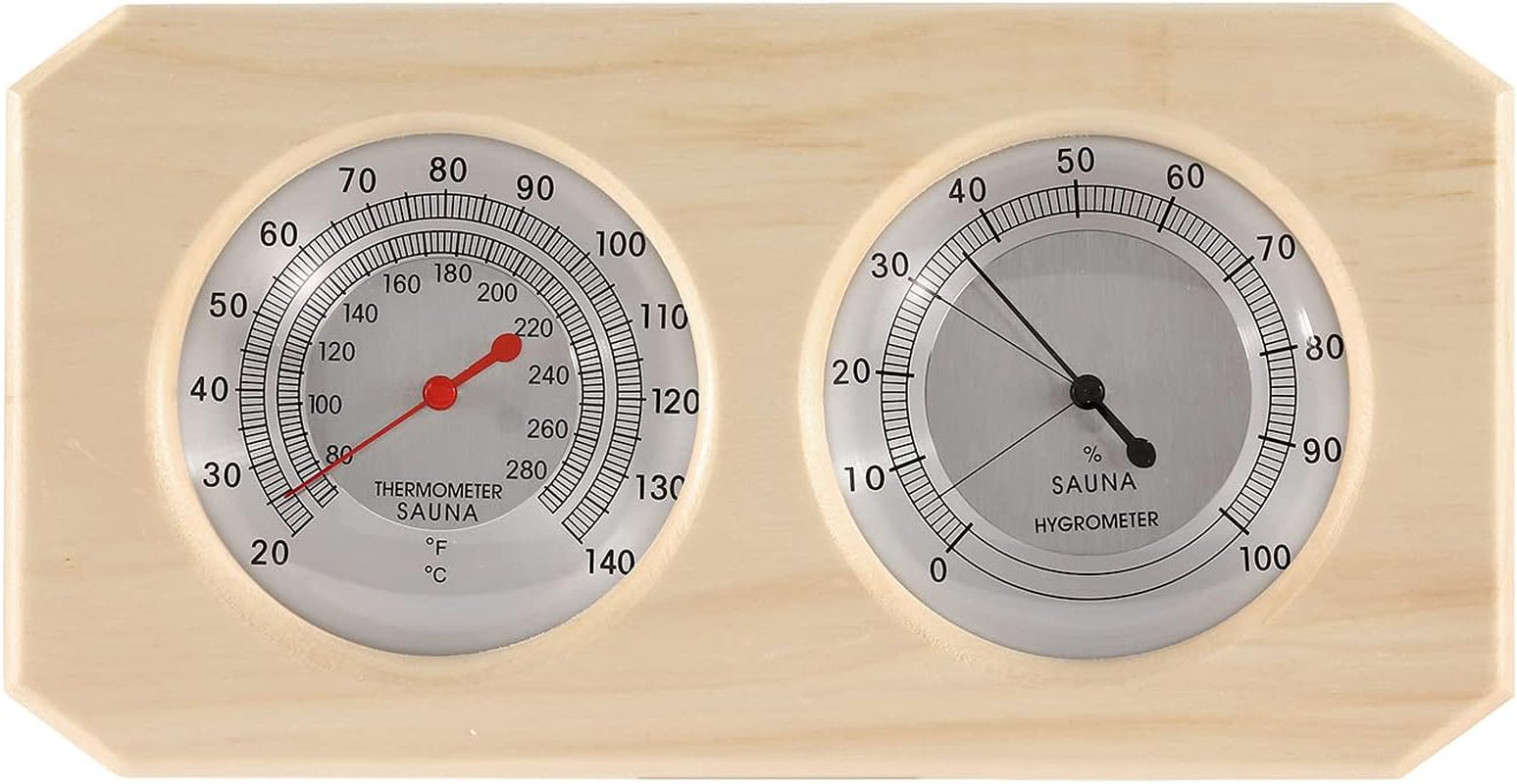 2 in 1 Sauna Wooden Sauna Hygrothermograph Indoor Fahrenheit Thermometer and Hygrometer for Hotel or Sauna Room