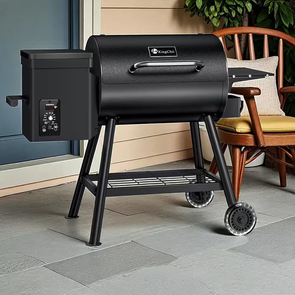 456 Sq. In. Wood Pellet Grill and Smoker BBQ with PID Auto Temperature Control in Black
