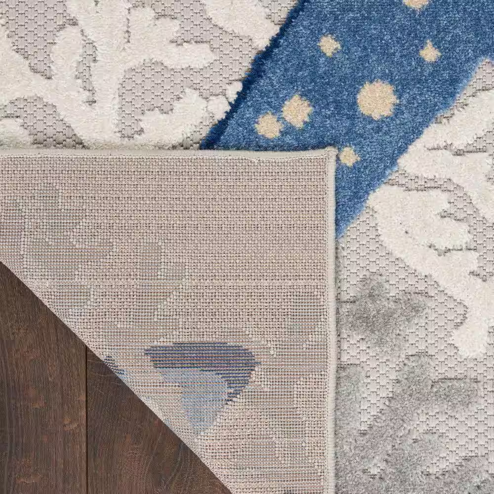 Aloha Blue/Gray 8 Ft. X 11 Ft. Floral Modern Indoor/Outdoor Patio Area Rug