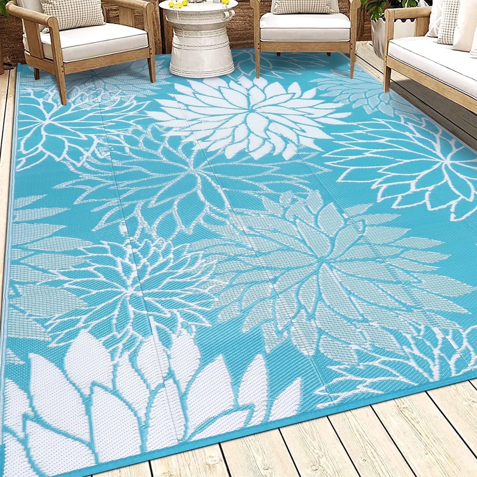 Outdoor Rugs for Patios Clearance 6'X9' Waterproof Patio Mat Plastic Straw Rug Reversible RV Camping Tent Rug outside Area Rug for RV, Patios,Deck, Beach,Balcony, Camping