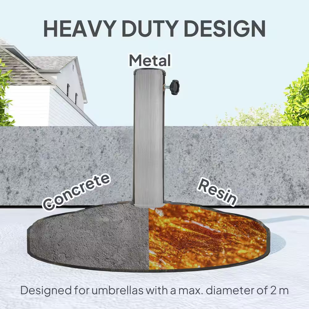 26 Lb. Resin round Patio Umbrella Base, Umbrella Holder for 1.3 In./1.5 In./ 1.9 In. Umbrella Poles in Bronze