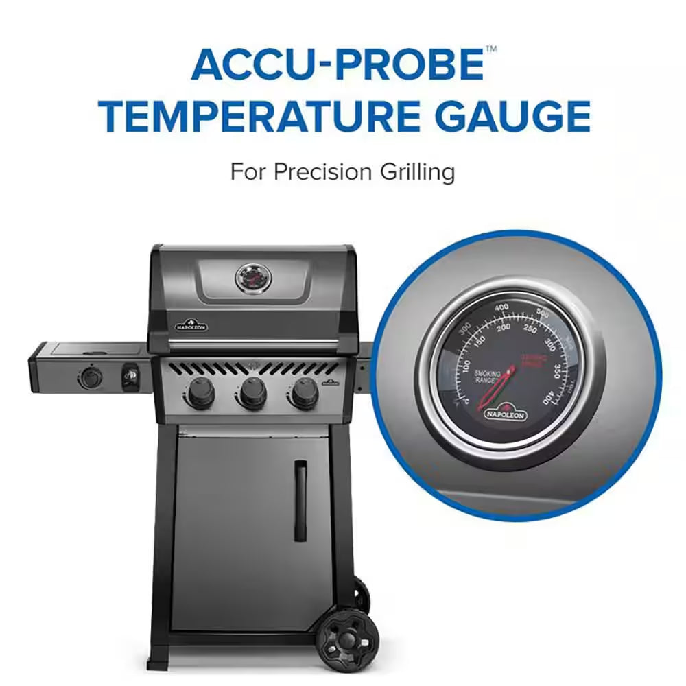 Freestyle 425 4-Burner Propane Gas Grill with Range Side Burner in Graphite Grey
