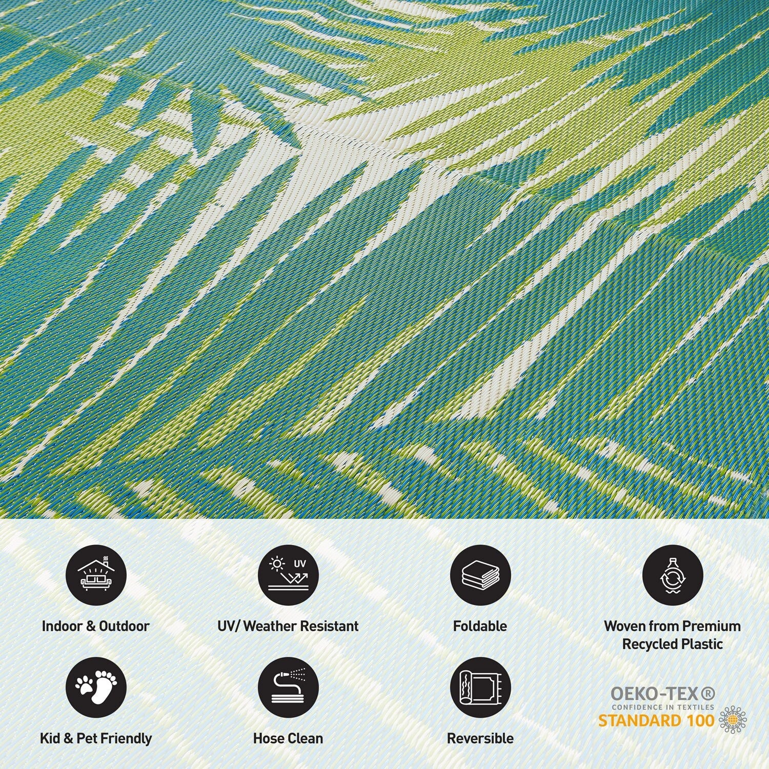 Tropical Floral Reversible Plastic Outdoor Rugs
