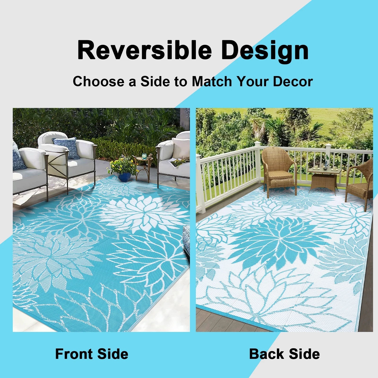 Outdoor Rugs for Patios Clearance 6'X9' Waterproof Patio Mat Plastic Straw Rug Reversible RV Camping Tent Rug outside Area Rug for RV, Patios,Deck, Beach,Balcony, Camping