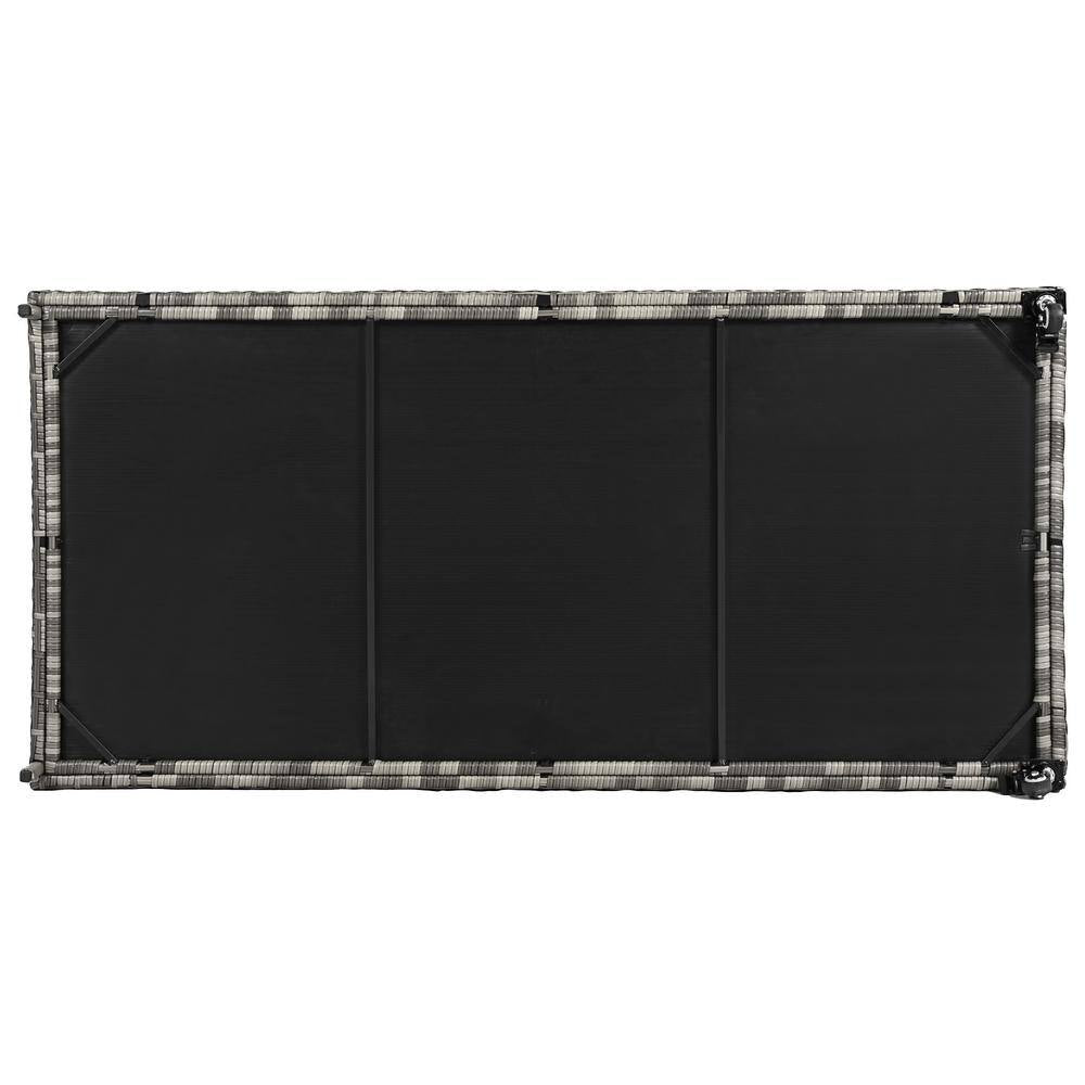 200 Gal. Gray Rattan Deck Box with Wheels All-Weather Outdoor Storage Box Wicker Storage Bin and Galvanized Steel Frame