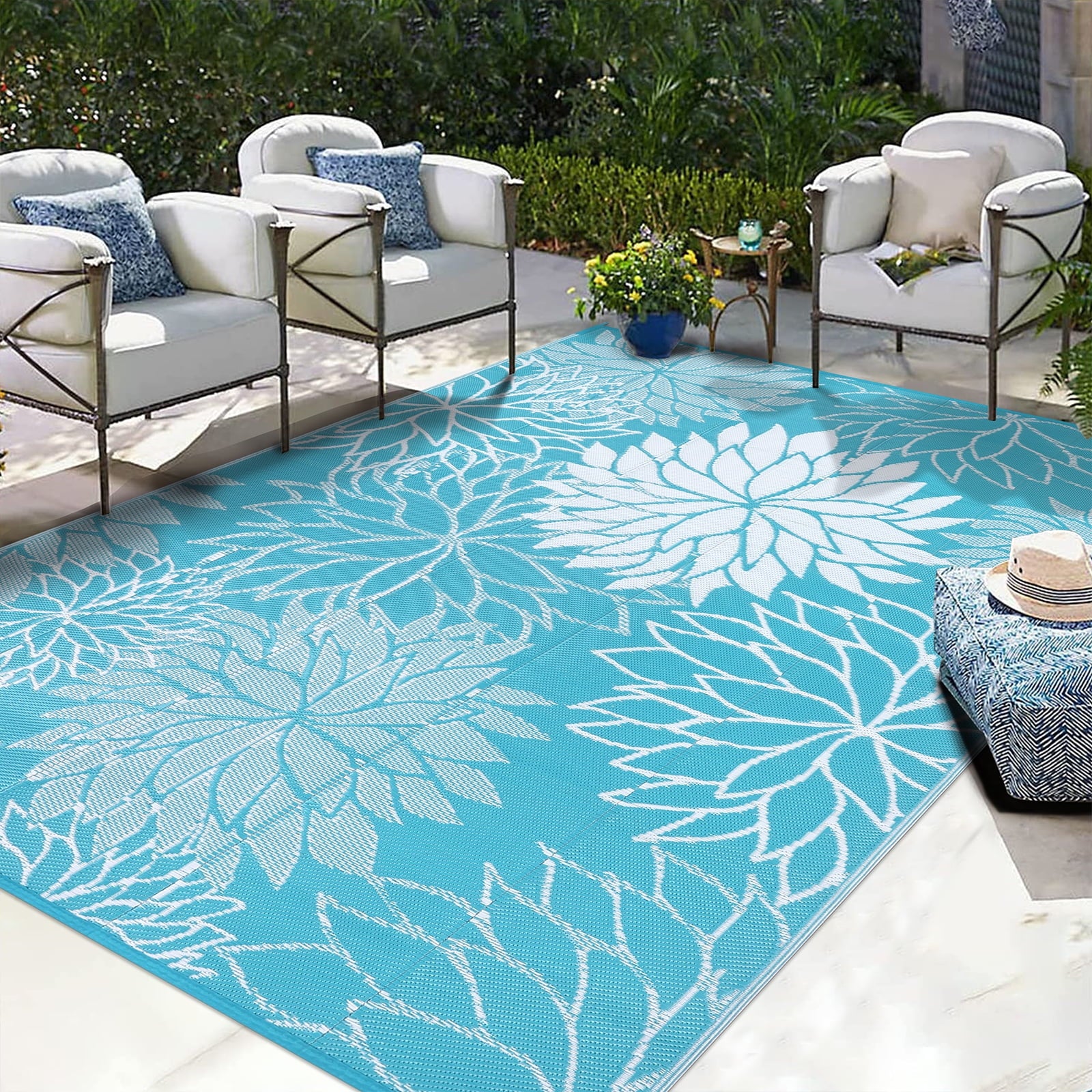 Outdoor Rugs for Patios Clearance 6'X9' Waterproof Patio Mat Plastic Straw Rug Reversible RV Camping Tent Rug outside Area Rug for RV, Patios,Deck, Beach,Balcony, Camping