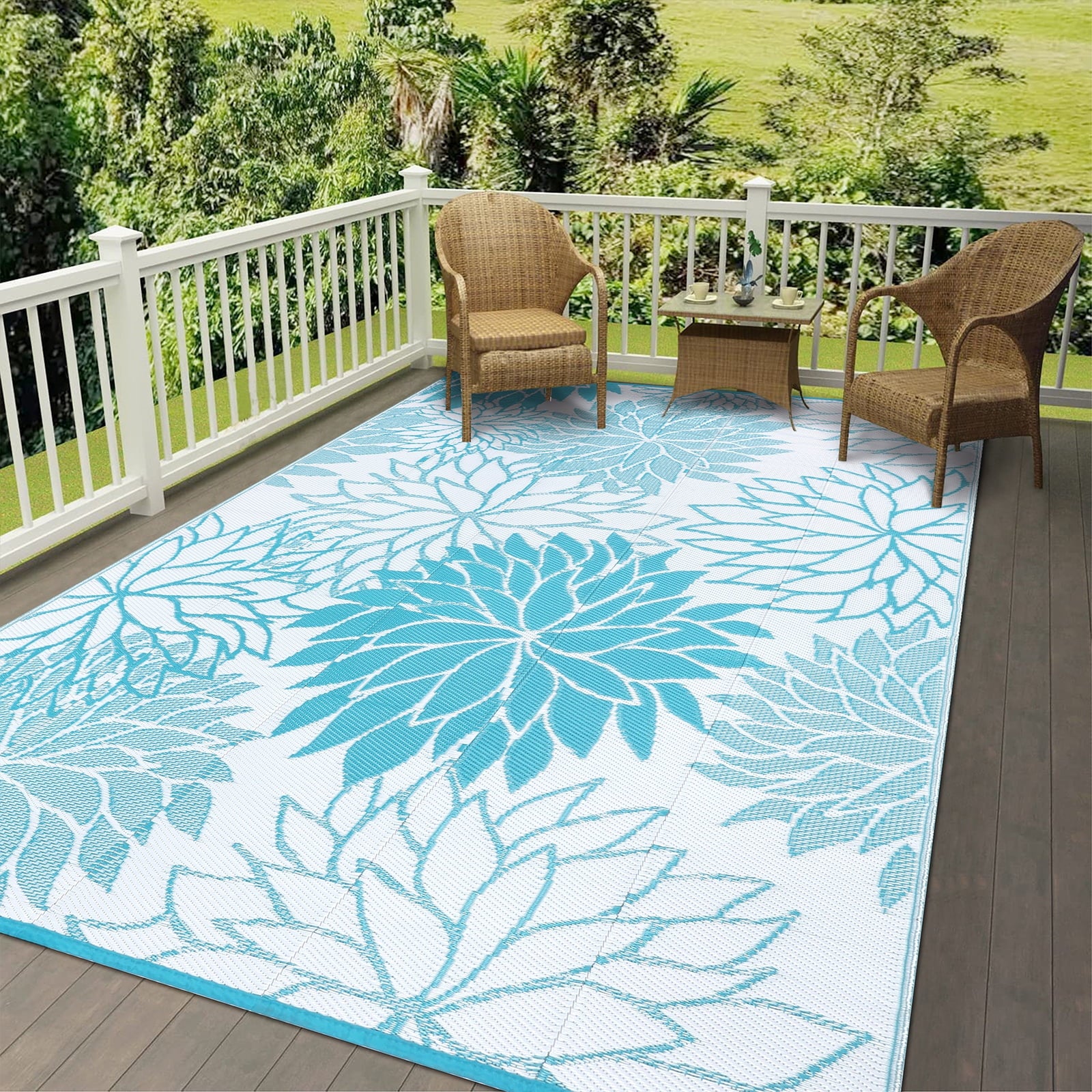 Outdoor Rugs for Patios Clearance 6'X9' Waterproof Patio Mat Plastic Straw Rug Reversible RV Camping Tent Rug outside Area Rug for RV, Patios,Deck, Beach,Balcony, Camping