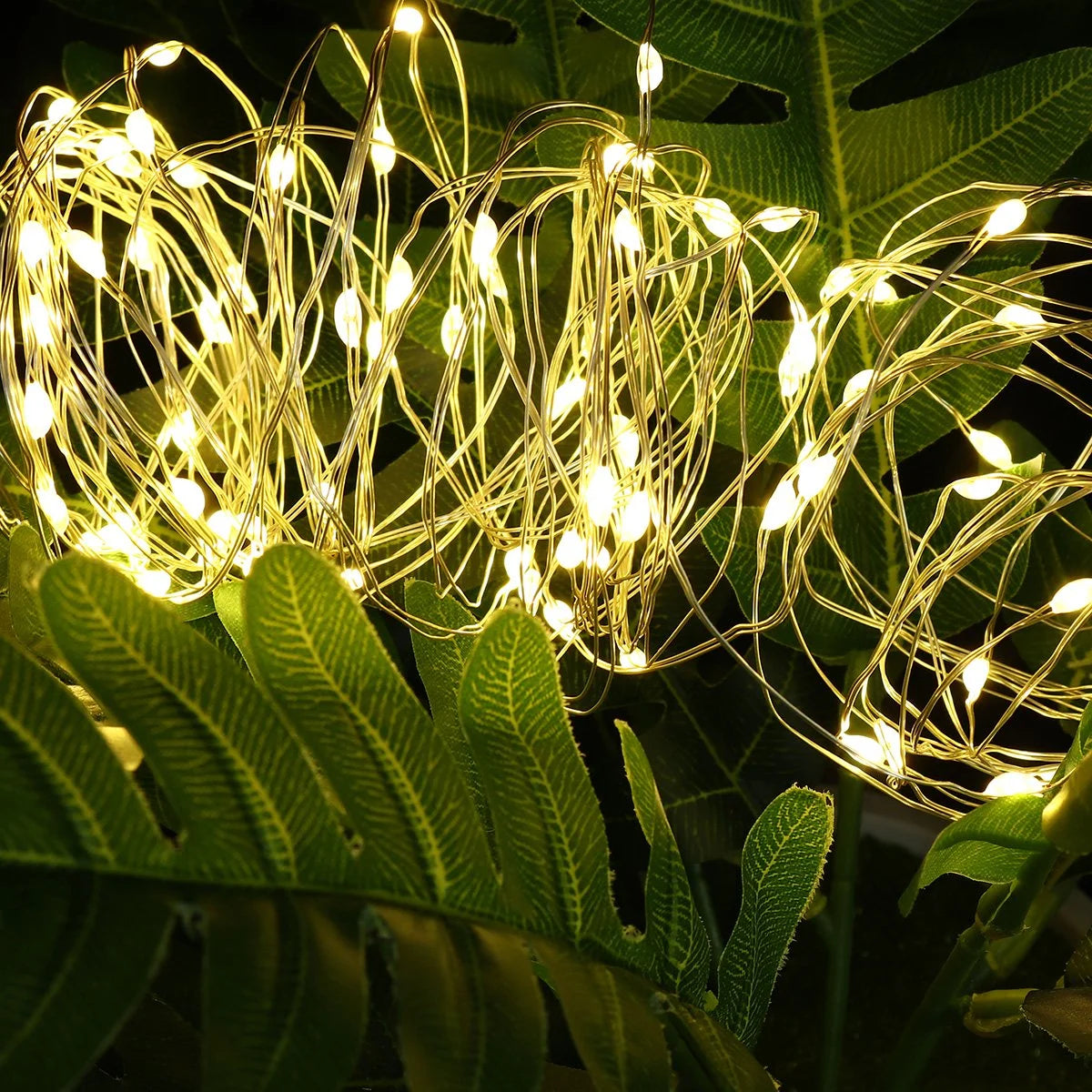 Warm White 100 LED 33Ft Solar String Lights - 8 Modes, IP65 Waterproof, Indoor Outdoor Lighting for Home, Garden, Party, Wedding (2 Pack)