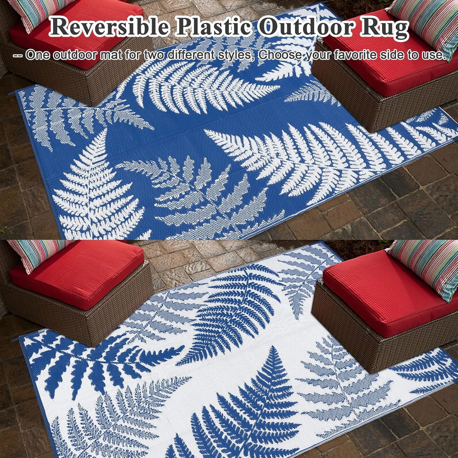 6'X9' Outdoor Rugs Patio Rug Reversible Mats RV Outdoor Rugs Camping Rugs Plastic Straw Rug Outdoor Area Rug for Patios, Camping, Porch, RV, Balcony, Beach