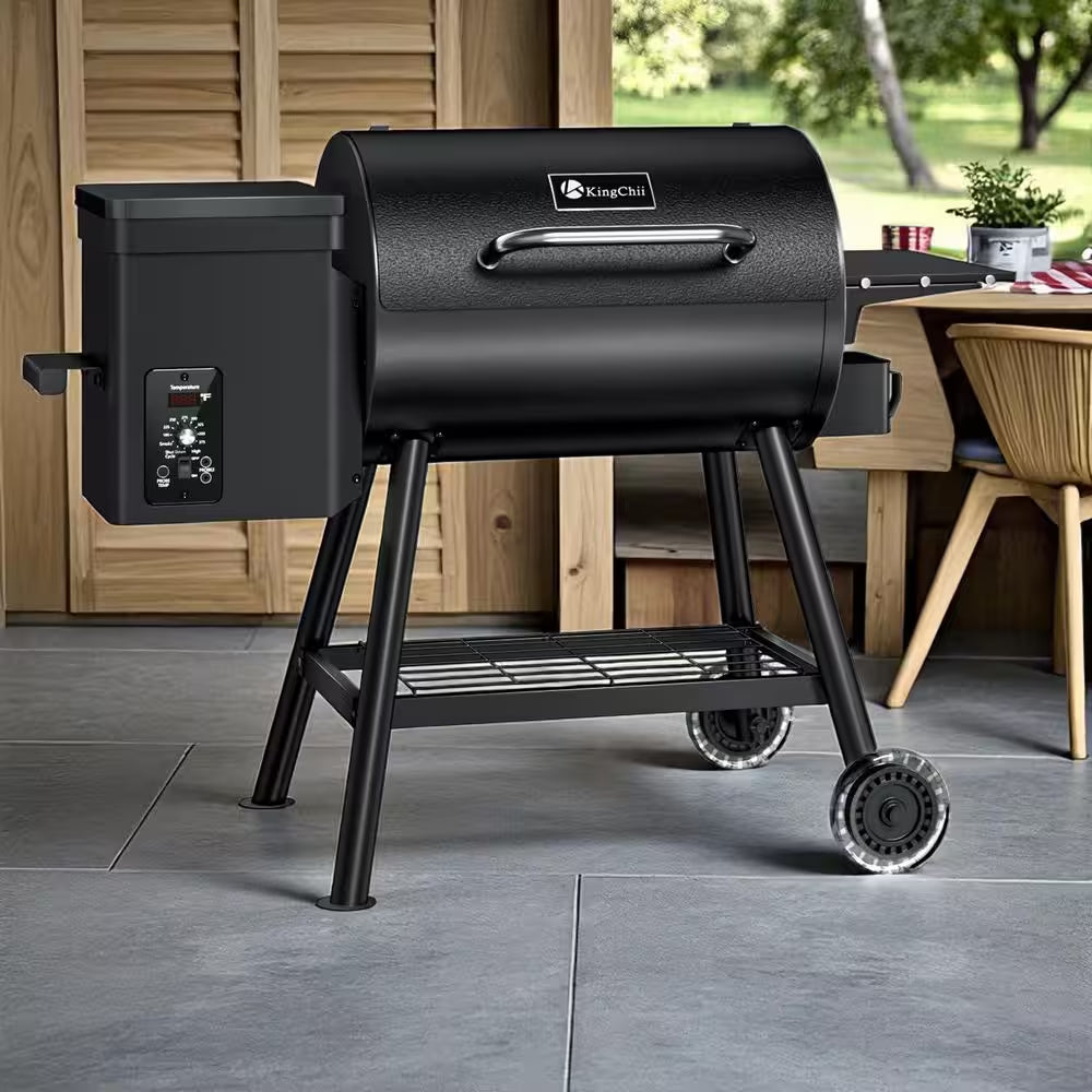 456 Sq. In. Wood Pellet Grill and Smoker BBQ with PID Auto Temperature Control in Black