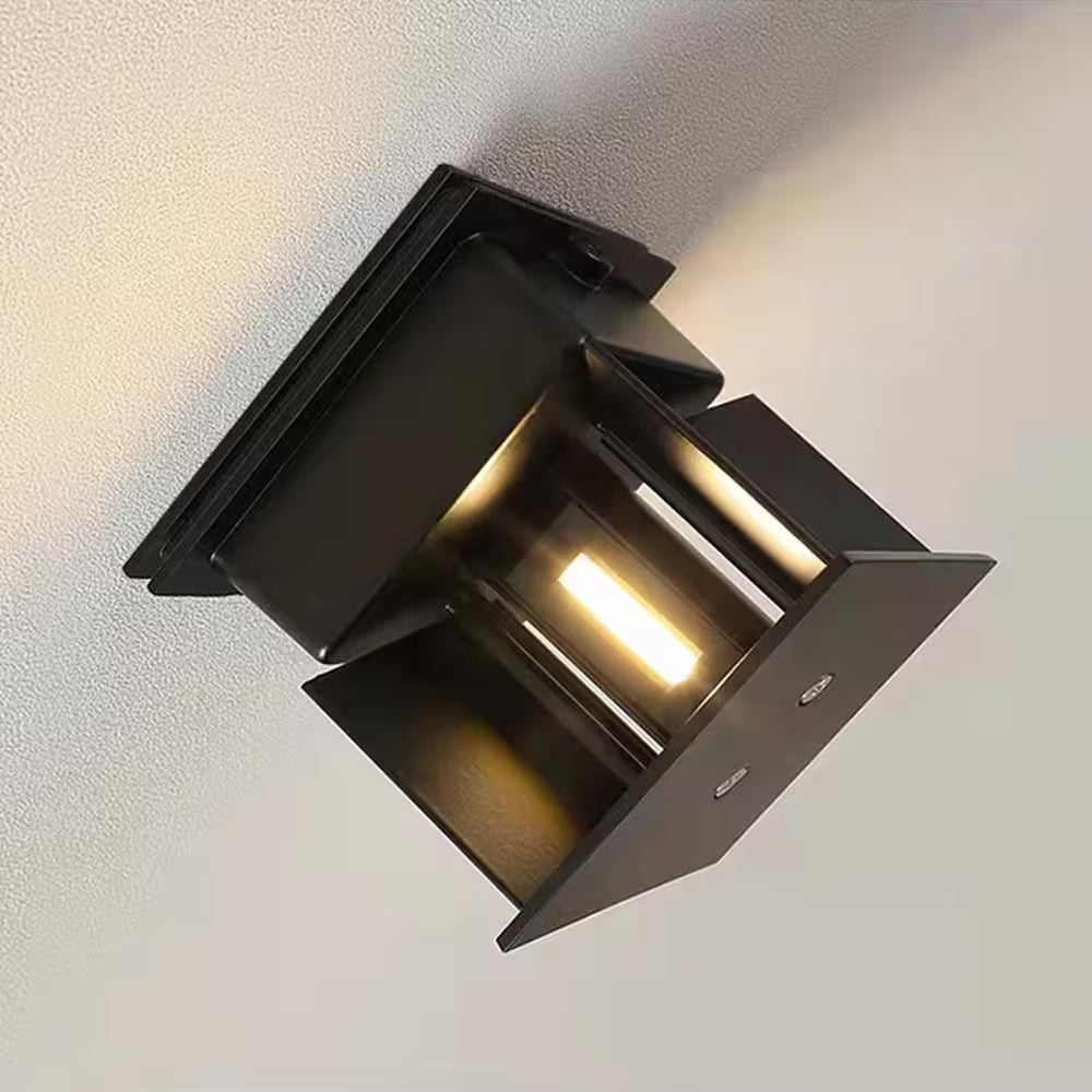 4 In. 2-Light Matte Black Aluminum Cube LED Outdoor Hardwired Wall Lantern Sconce with Adjustable Light Beam (2-Pack)