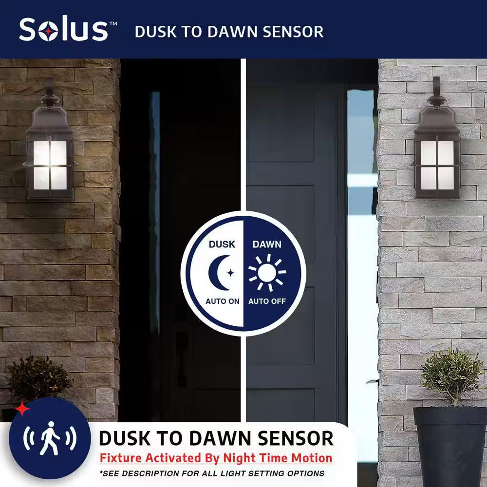 New Town Wall Mount 60-Watt Equivalent 800 Lumen Bronze Motion Sensing Dusk-To-Dawn Flood Light No Bulb Included