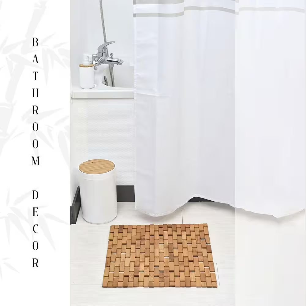 Bath Slats Roll-Up Foldable Shower Door Rug Anti-Slippery Natural 18"X 18"