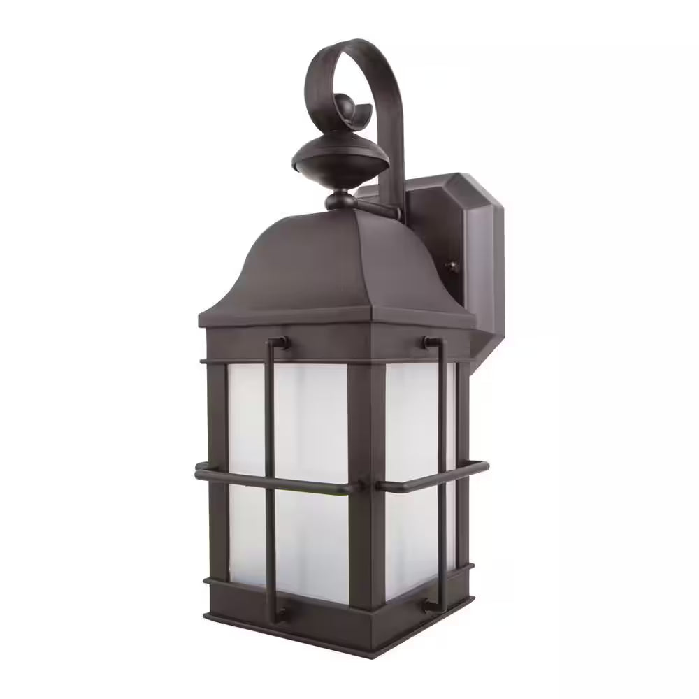 New Town Wall Mount 60-Watt Equivalent 800 Lumen Bronze Motion Sensing Dusk-To-Dawn Flood Light No Bulb Included