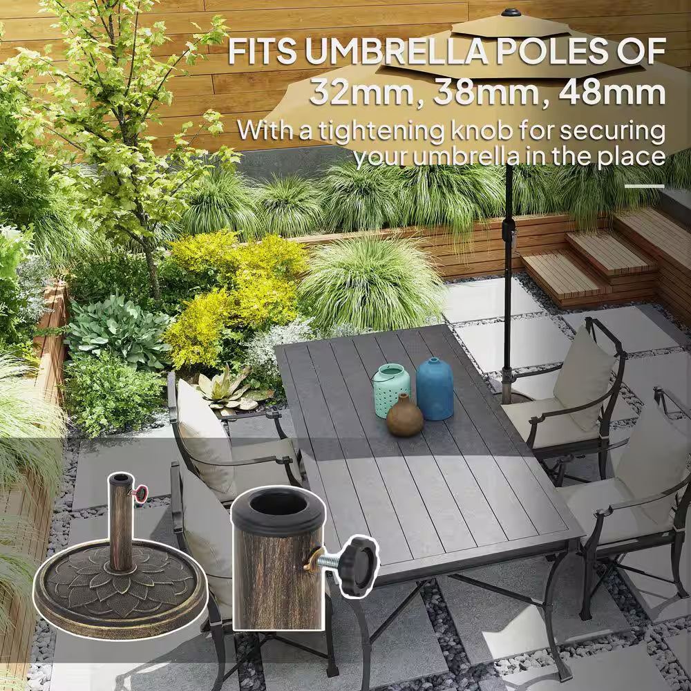 26 Lb. Resin round Patio Umbrella Base, Umbrella Holder for 1.3 In./1.5 In./ 1.9 In. Umbrella Poles in Bronze