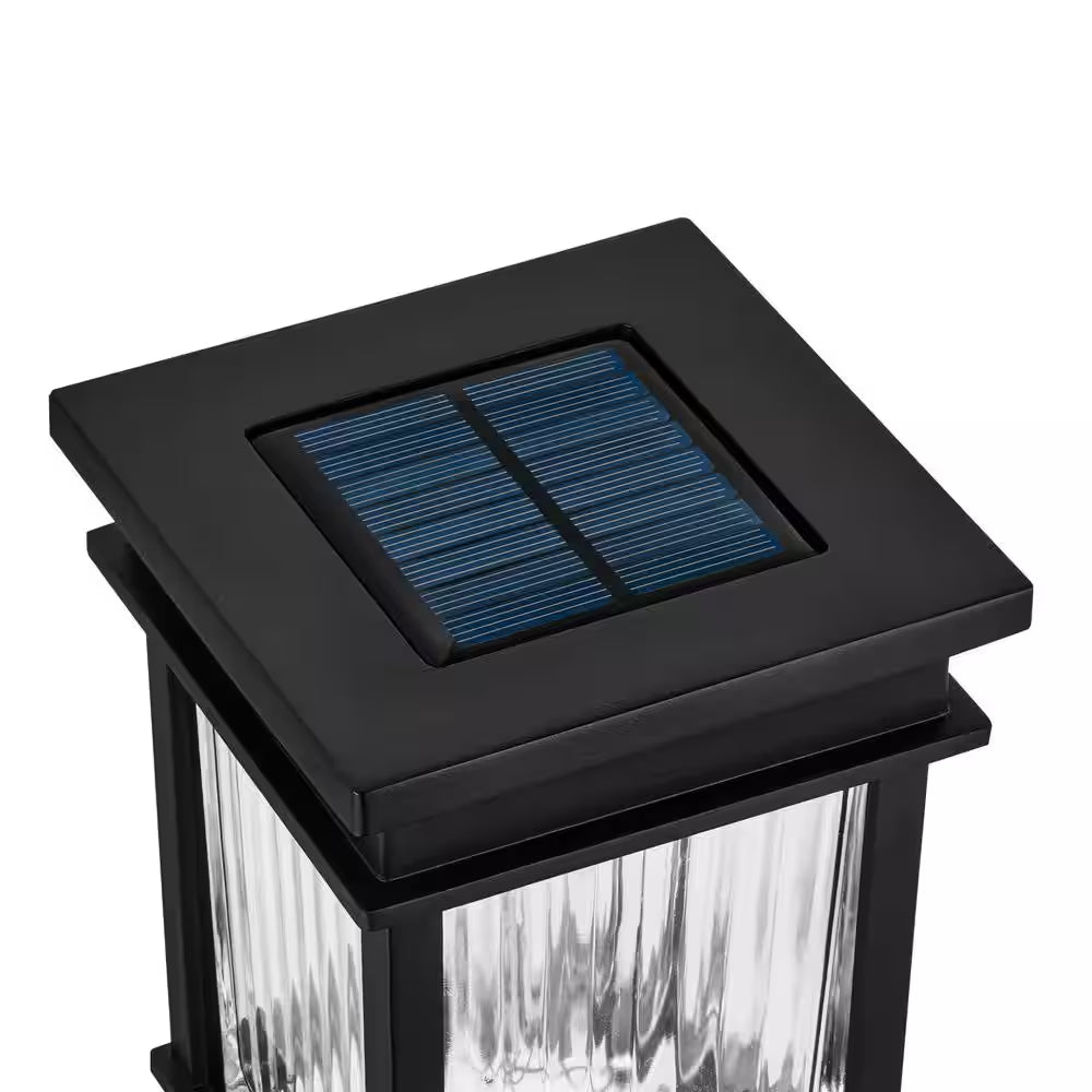 Lauder 20-40 Lumen Black LED Outdoor Solar Path Light with Glass Lens, Dual White and High-Low (4-Pack)