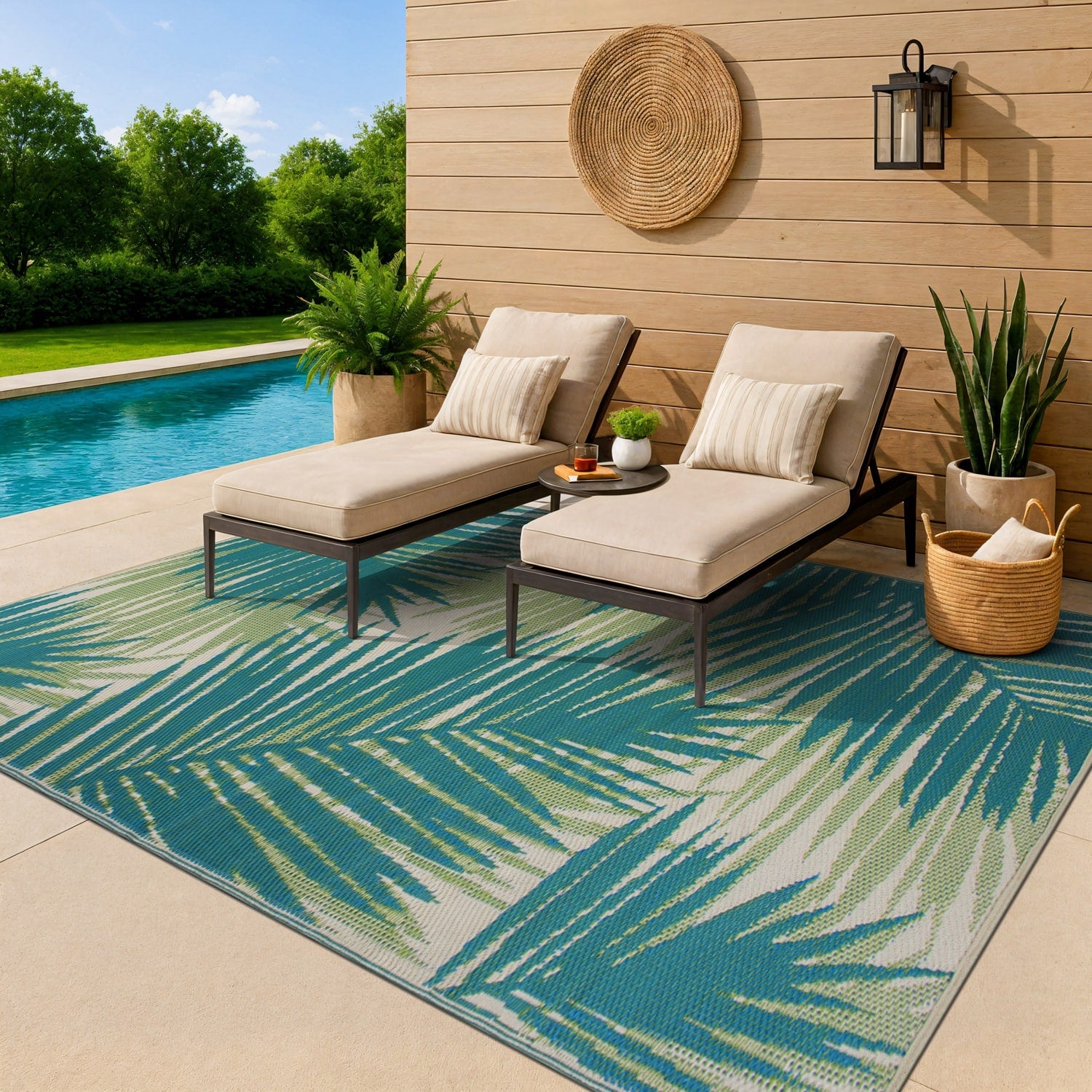 Tropical Floral Reversible Plastic Outdoor Rugs