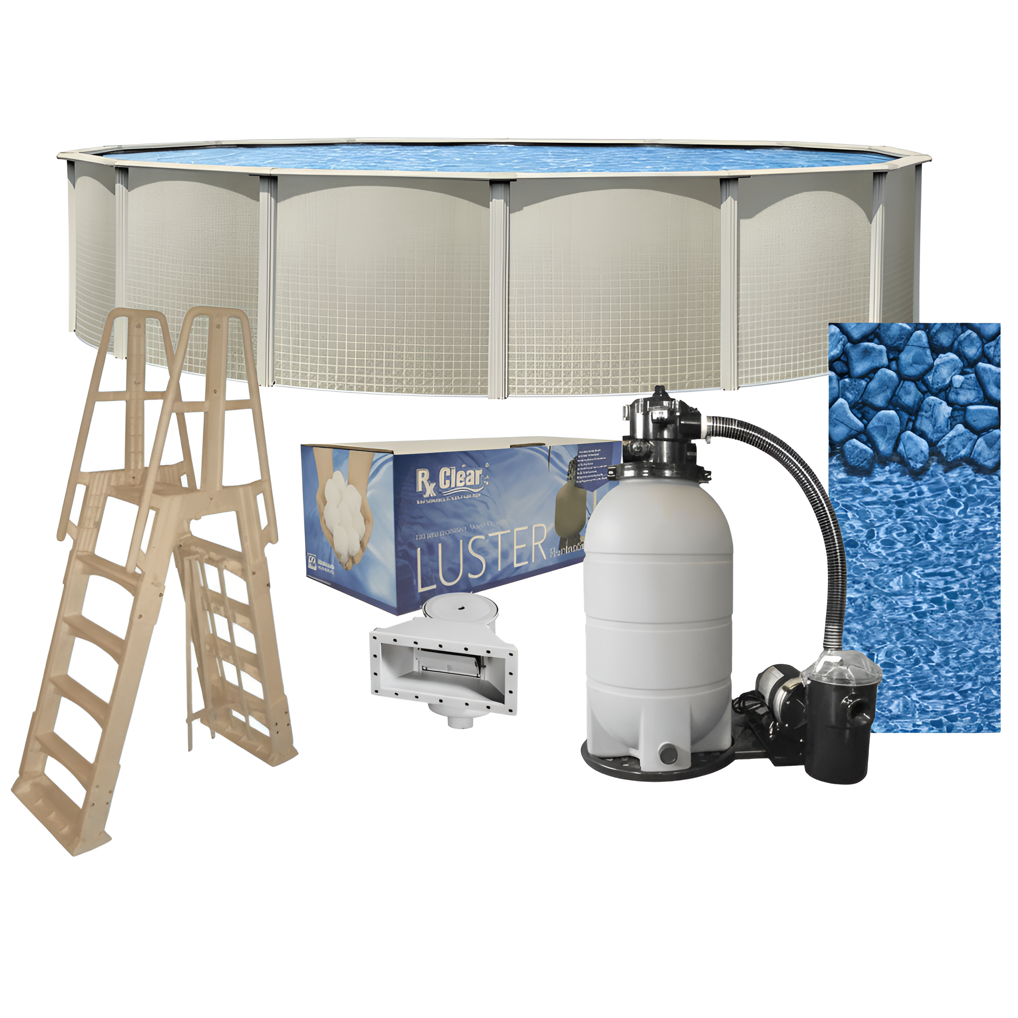 Impressions 27' round X 48" Wall Above-Ground Swimming Pools, Full Start-Up Kit