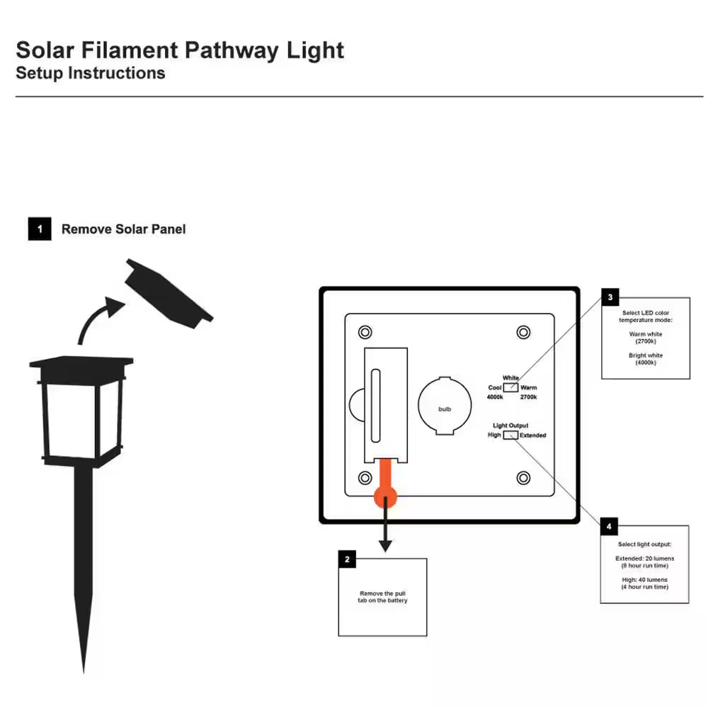 Lauder 20-40 Lumen Black LED Outdoor Solar Path Light with Glass Lens, Dual White and High-Low (4-Pack)