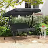 3-Person Steel Outdoor Patio Swing with Canopy and Cushions