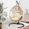 Wicker Patio Swing Outdoor Indoor PE Wicker Swing Egg Chair Hanging Chair in White