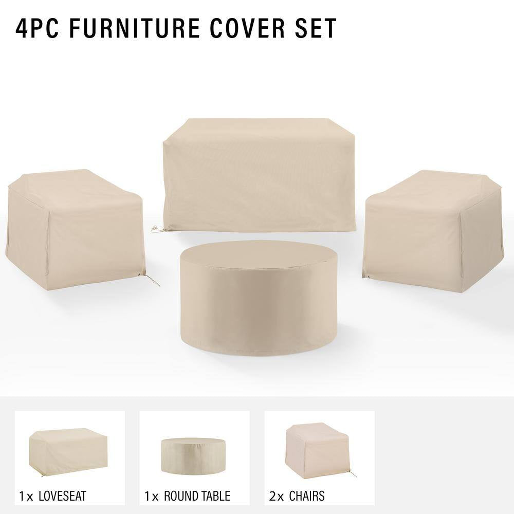 4-Pieces Tan Outdoor Furniture Cover Set