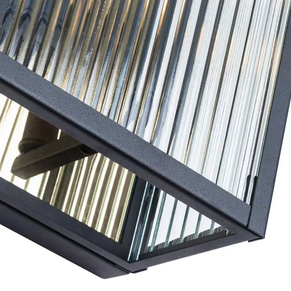 Montpelier 2-Light Black Hardwired 18 In. H Outdoor Sconce Dusk to Dawn Wall Lantern Sconce