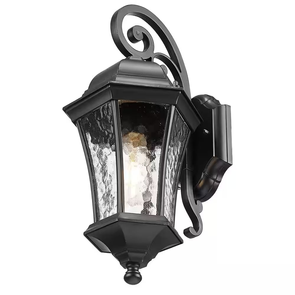 Waverly Collection 1-Light Matte Black Outdoor Wall Lantern Sconce