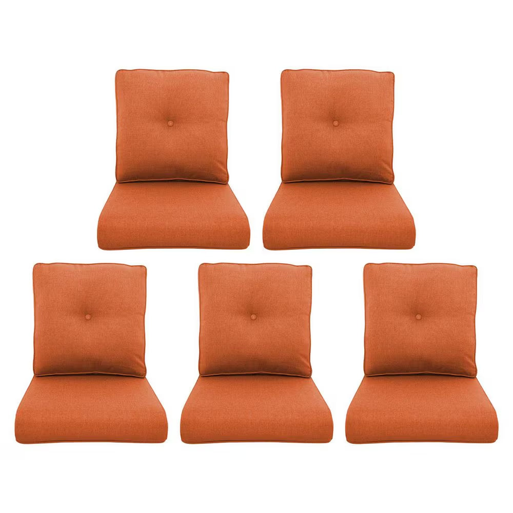 22 In. X 25 In. 10-Piece Deep Seating Outdoor Lounge Chair Replacement Cushion and Back Pillow in Orange