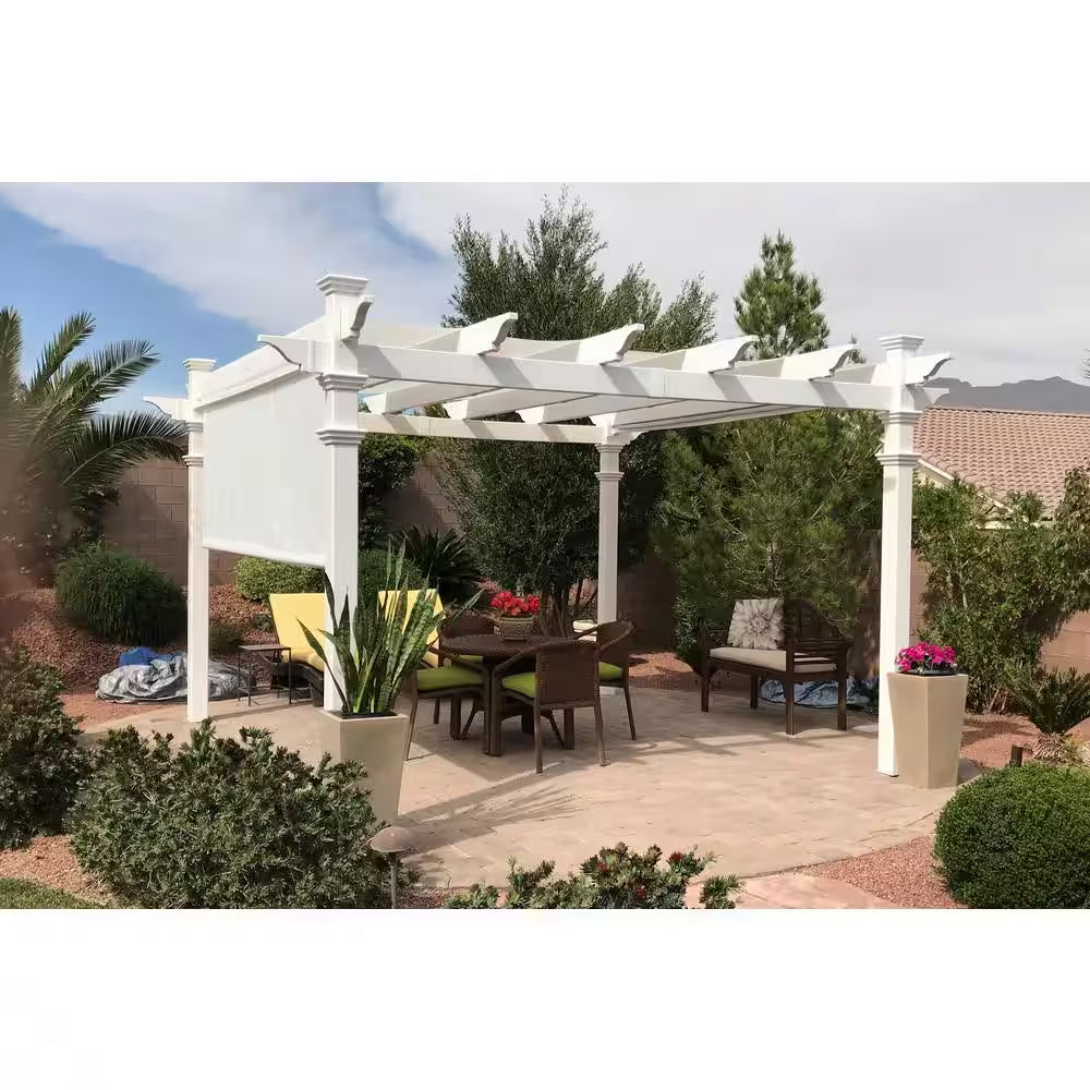144"L X 144"W X 106"H Vinyl Monterey Canopy Pergola, White, VA42073
