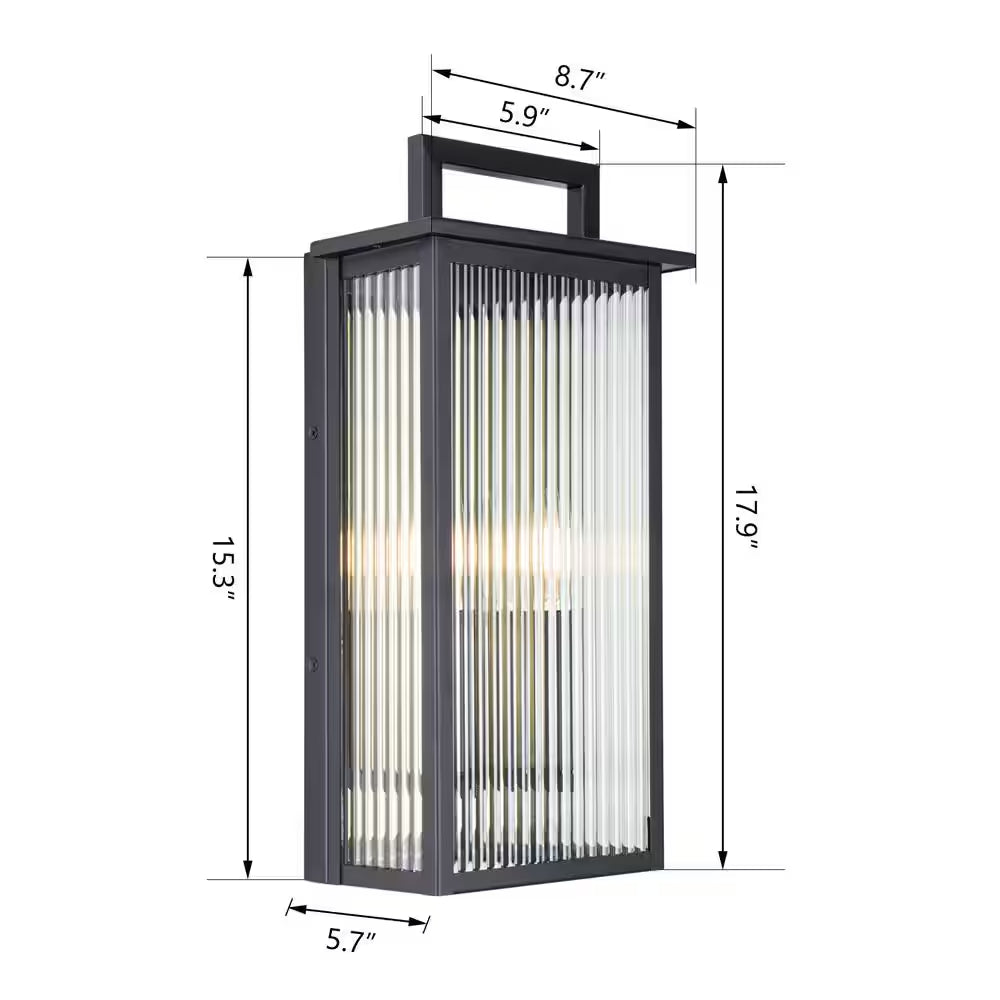 Montpelier 2-Light Black Hardwired 18 In. H Outdoor Sconce Dusk to Dawn Wall Lantern Sconce