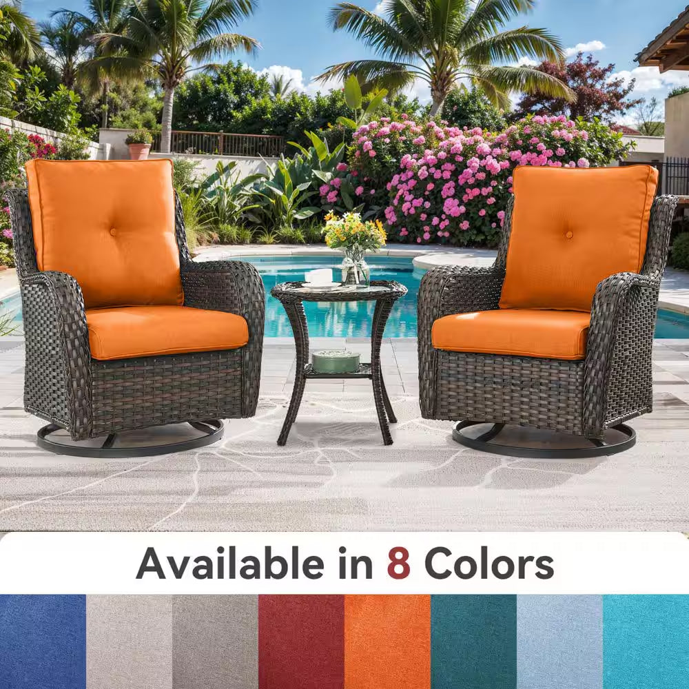 22 In. X 25 In. 10-Piece Deep Seating Outdoor Lounge Chair Replacement Cushion and Back Pillow in Orange