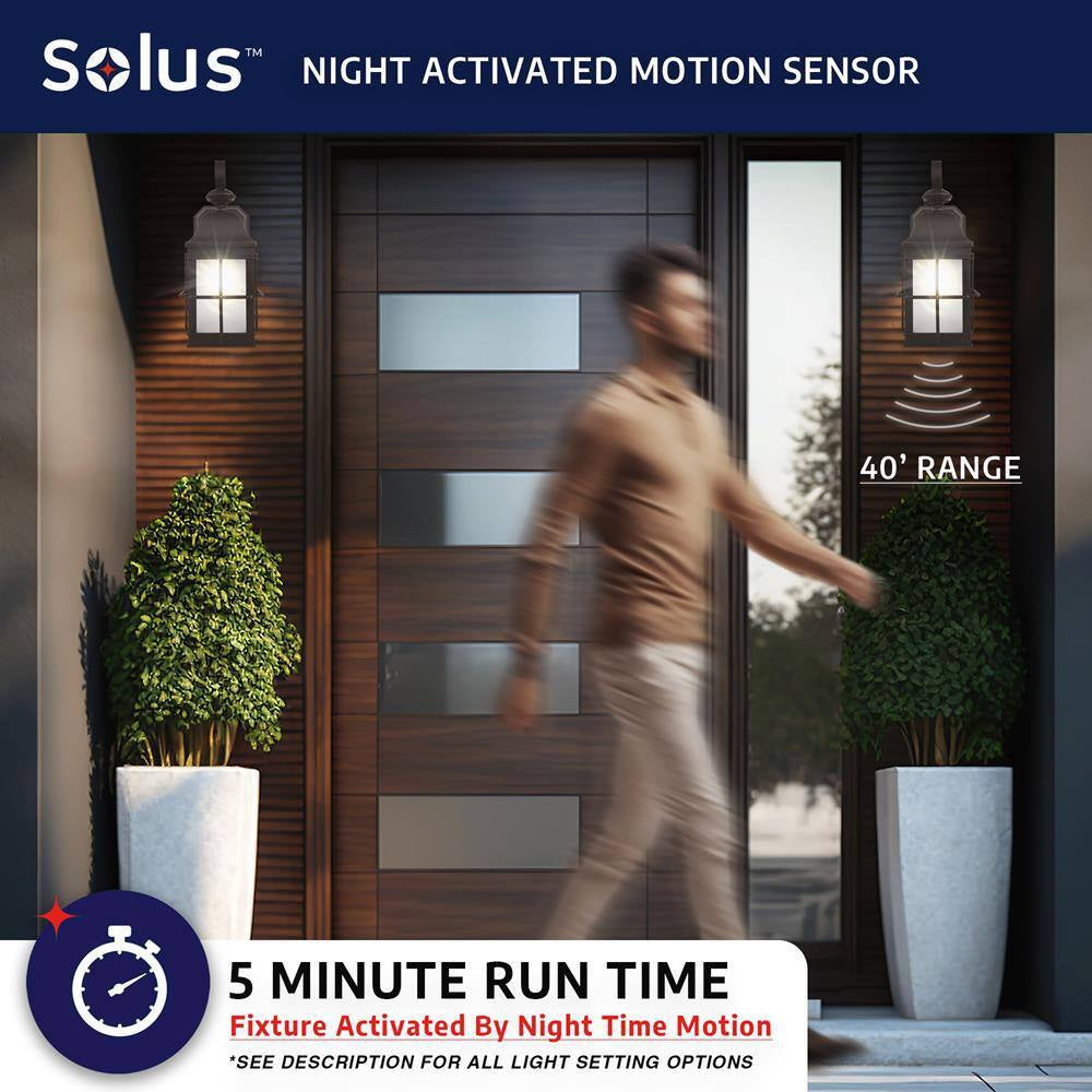New Town Wall Mount 60-Watt Equivalent 800 Lumen Bronze Motion Sensing Dusk-To-Dawn Flood Light No Bulb Included