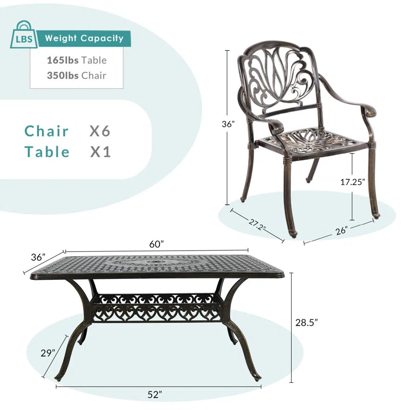 6 - Person Patio Dining Set with Rectangular Table