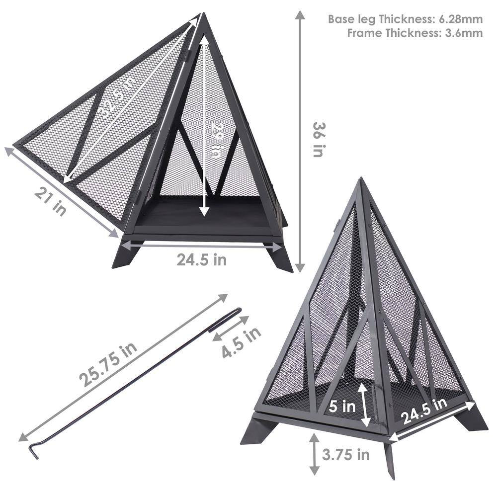 Majestic Pyramid Steel Mesh Wood Burning Fire Bowl Pit