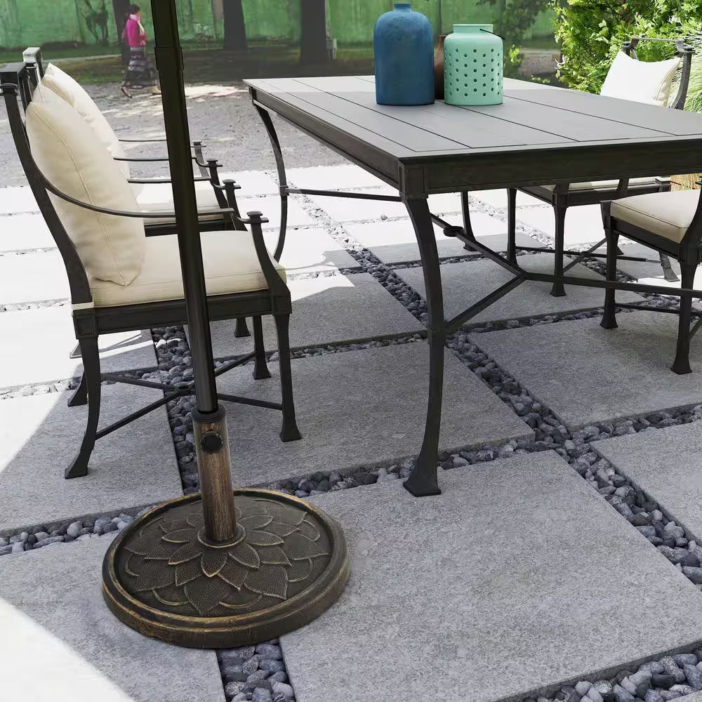 26 Lb. Resin round Patio Umbrella Base, Umbrella Holder for 1.3 In./1.5 In./ 1.9 In. Umbrella Poles in Bronze