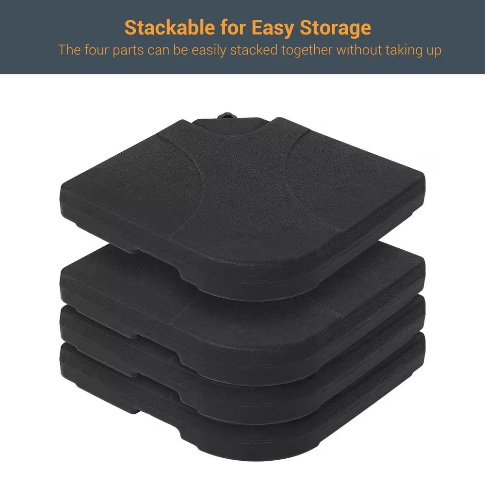 180 Lbs Patio Umbrella Base in Black, Water/Sand Filled Weighted Hanging Cantilever Umbrella Base