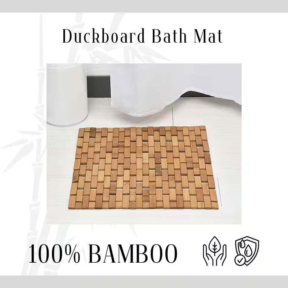 Bath Slats Roll-Up Foldable Shower Door Rug Anti-Slippery Natural 18"X 18"