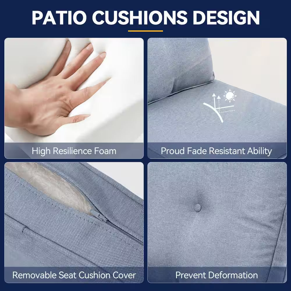 22 In. X 25 In. 8-Piece Deep Seating Outdoor Lounge Chair Replacement Cushion and Back Pillow in Baby Blue
