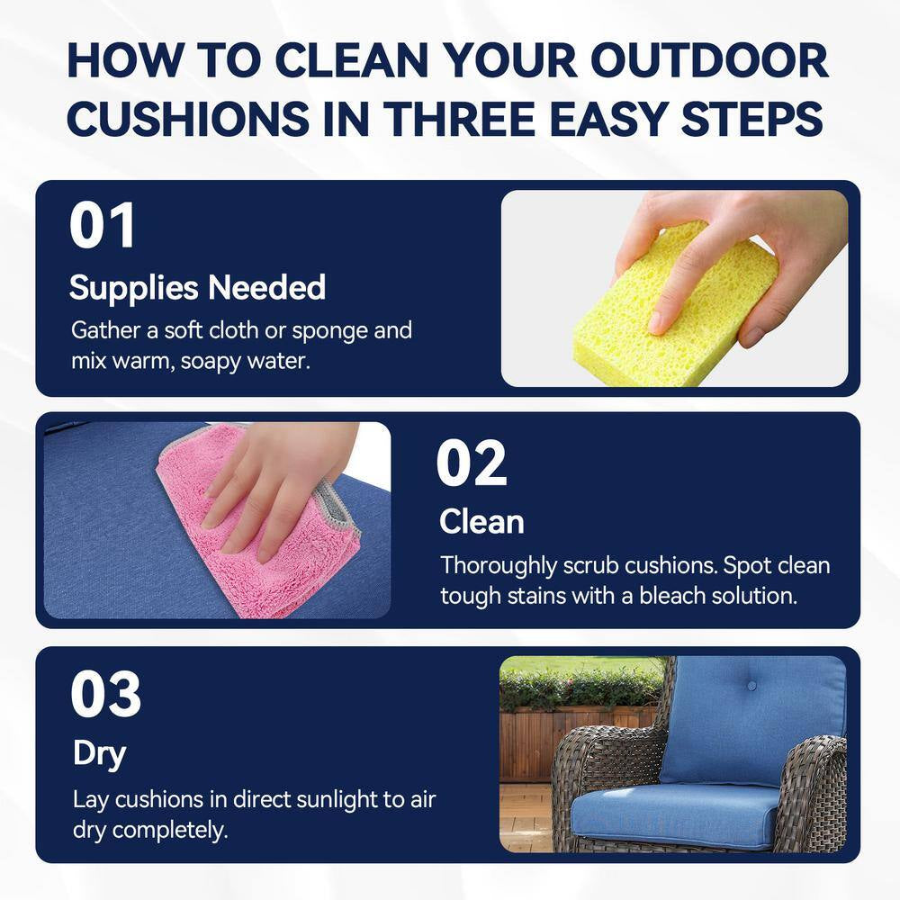 Carolina Square 22 In. X 25 In. X 4 In. Deep Seating 2-Piece Outdoor Lounge Chair Loveseat Cushion in Navy