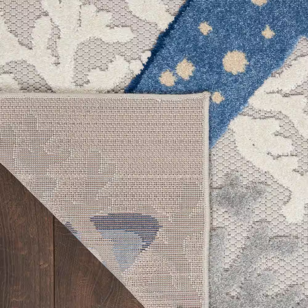 Aloha Blue/Gray 5 Ft. X 7 Ft. Floral Modern Indoor/Outdoor Patio Area Rug