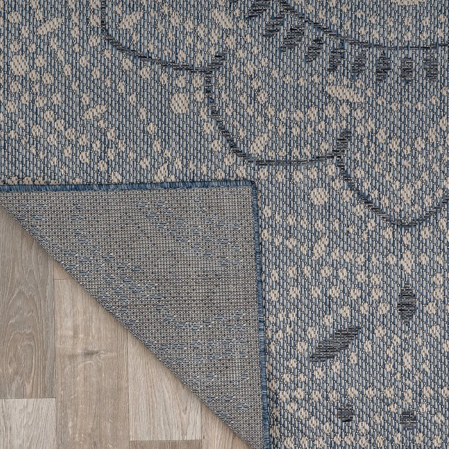Blue Medallion Indoor/Outdoor Area Rug — Fade Resistant for Living Room, Dining Room and Office, 7'10" X 10'